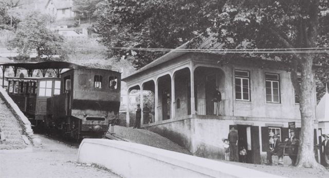  Monte Station med tog. Formentlig efter 1912. Affoto af ubestemt postkort.