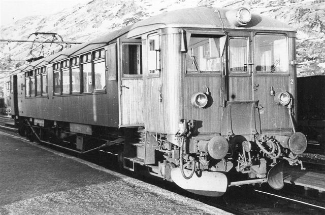 Lokaltrafikken til Bjørnfjell blev varetaget af denne motorvogn, der ikke er data på. Foto: S- Thostrup-Christensen 1969.