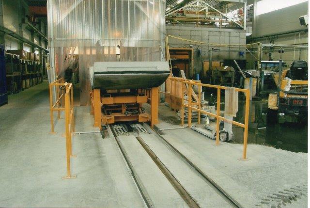 Endnu en modultype til skinnebunden transport af elementer på fabrikken. 2007.