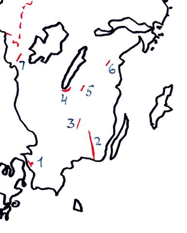 600 mm offentlig baner i Sverige. 1: Helsingborg - Råå - Ramlösa. 2, Nättrby- âlmeboda, 3, Kosta - Lessebo, 4, Jönköping Gripenberg, 5, Annaberg - Ormaryd, 6, Stavsjö, 7, Munkedal